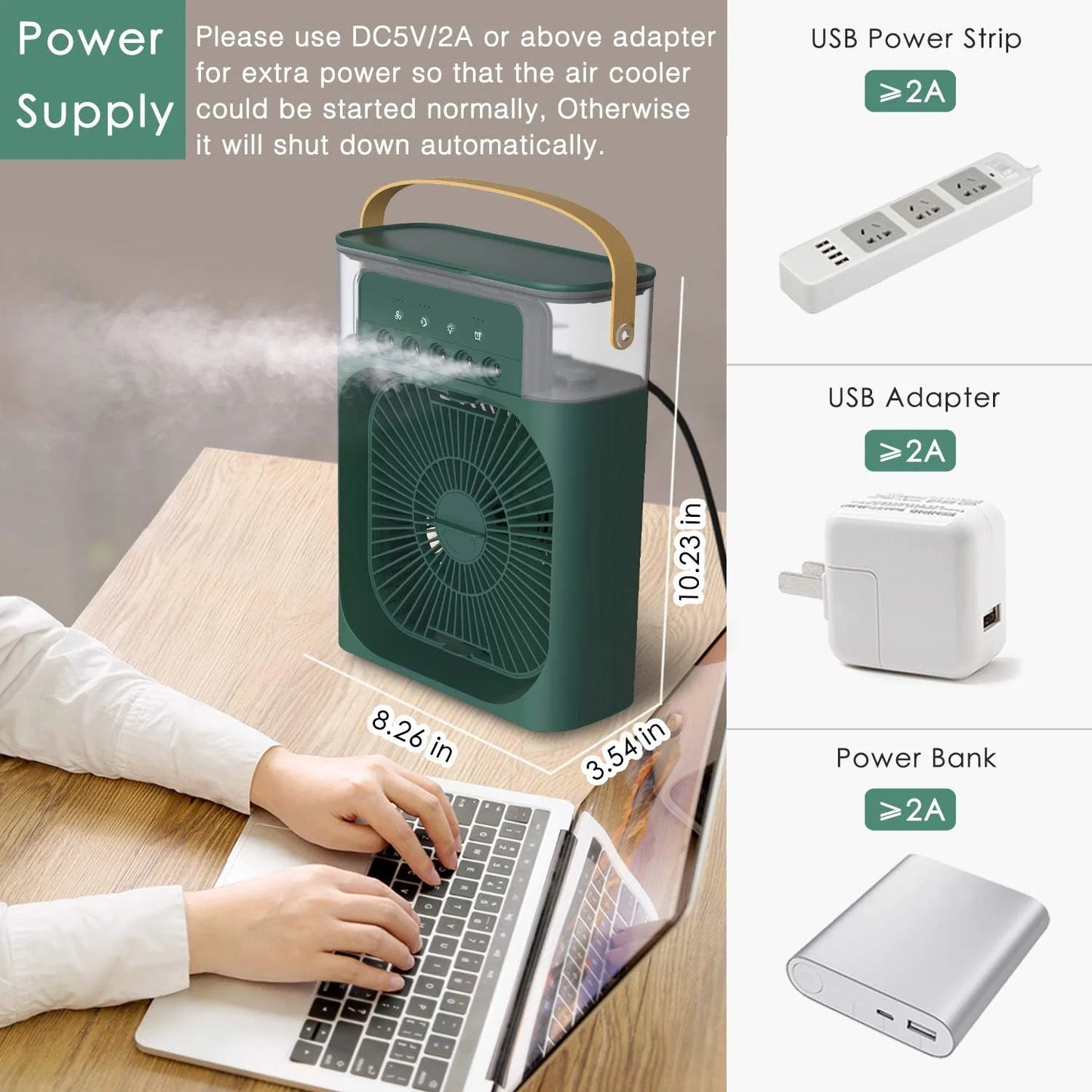 10 Inche Portable Air Conditioner Fan: Usb Electric Fan With Led Night Light