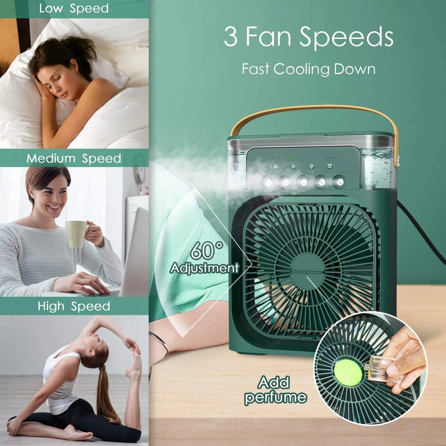 10 Inche Portable Air Conditioner Fan: Usb Electric Fan With Led Night Light