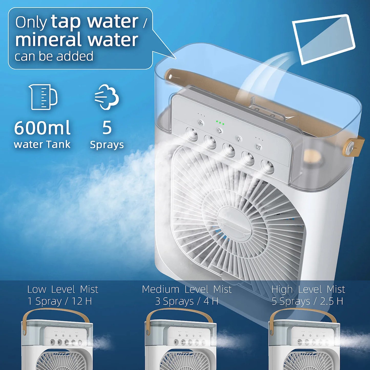 10 Inche Portable Air Conditioner Fan: Usb Electric Fan With Led Night Light